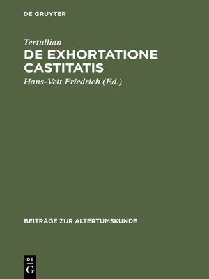 cover image of De exhortatione castitatis